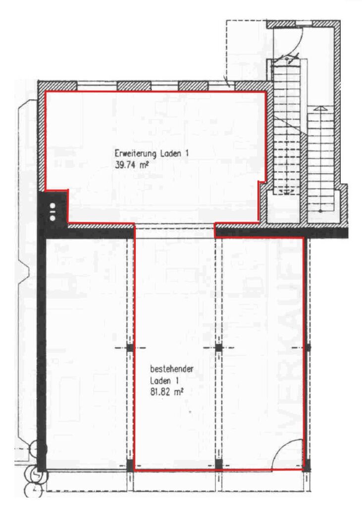 Grundriss des Ladens (WC ist nicht eingezeichnet)